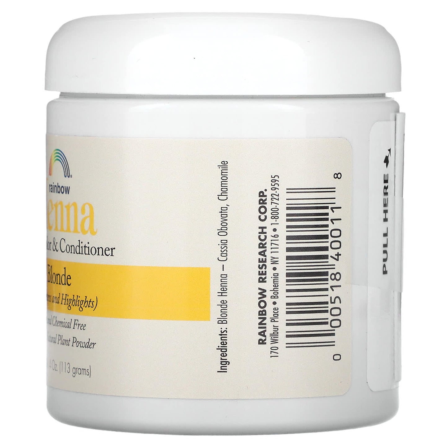Rainbow Research, Henna, Hair Color and Conditioner, Blonde, 4 oz (113 g) UPC 000518400118 | HiLife Vitamins