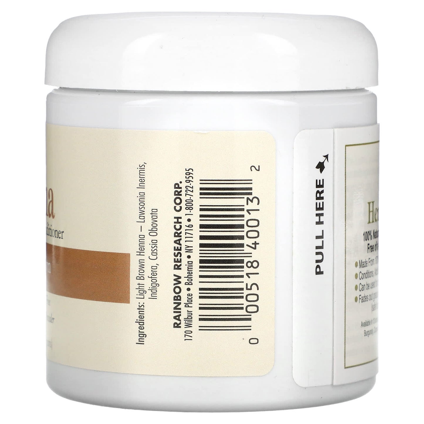 Rainbow Research, Henna, Hair Color and Conditioner, Light Brown, 4 oz (113 g) UPC 000518400132 | Hilife Vitamins