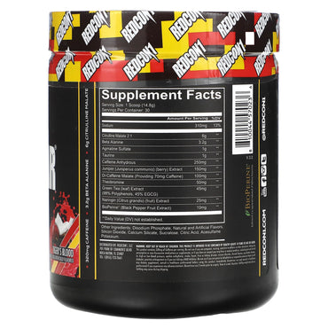 Redcon1, Total War, Pre-Workout, Tiger's Blood Cherry & Coconut, 15.66 oz (444 g) UPC 810044570236 | HiLife Vitamins