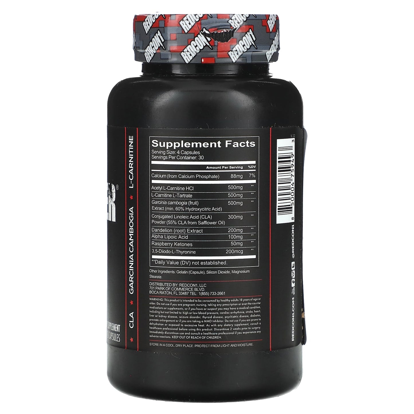 Redcon1, Silencer, Non-Stim Fat Burner, 120 Capsules UPC 850004759493 | HiLife Vitamins