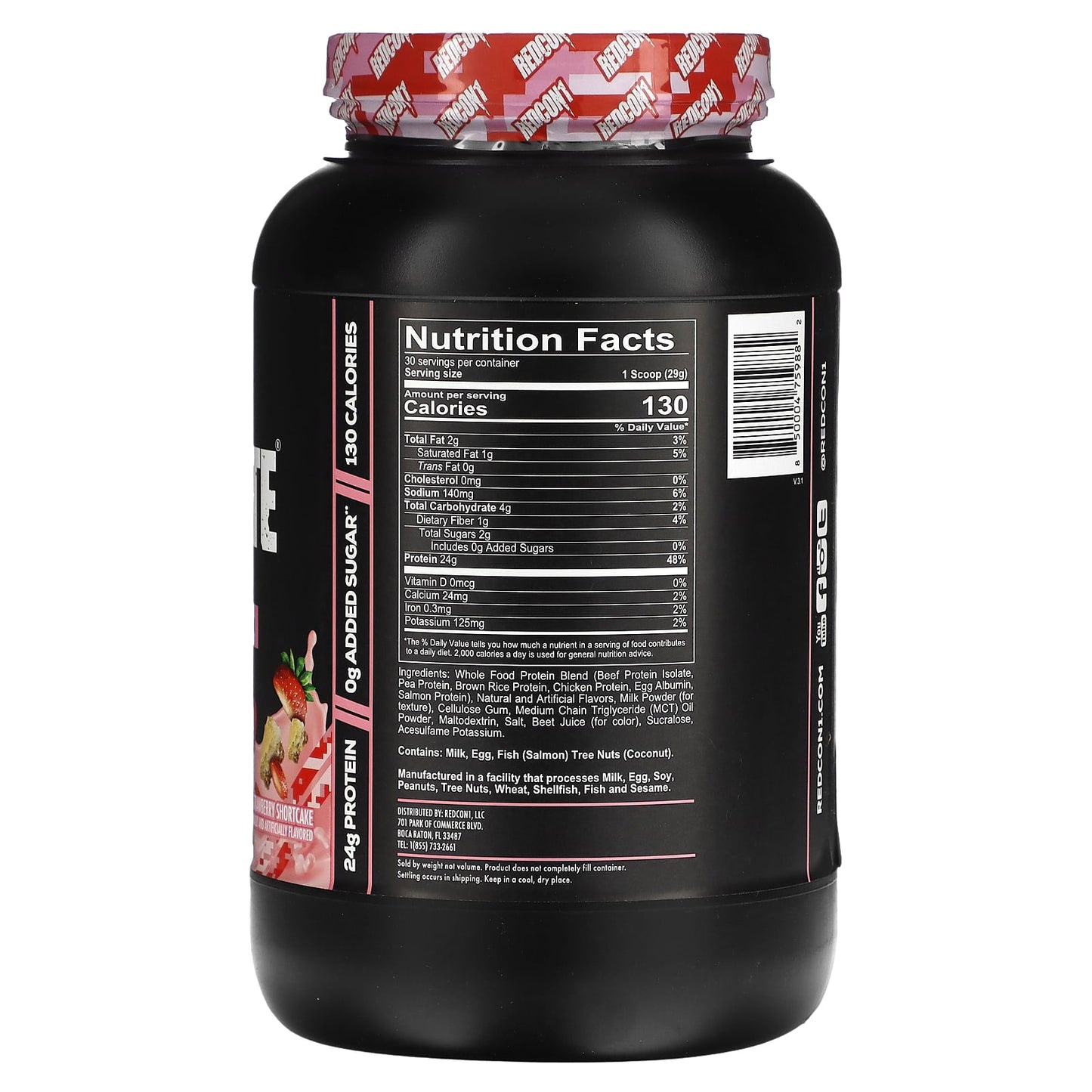 Redcon1, MRE Lite, Whole Food Protein, Strawberry Shortcake, 1.92 lb (870 g) UPC 850004759882 | HiLife Vitamins