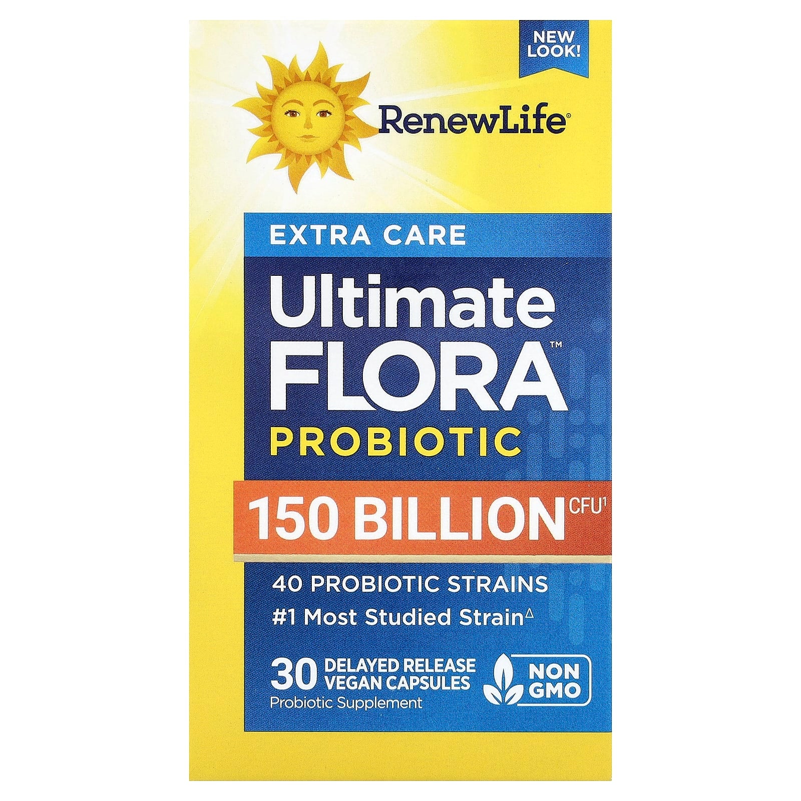Renew Life, Extra Care, Ultimate Flora⢠Probiotic, 150 Billion CFU, 30 Delayed Release Vegan Capsules UPC 631257121202 | HiLife Vitamins