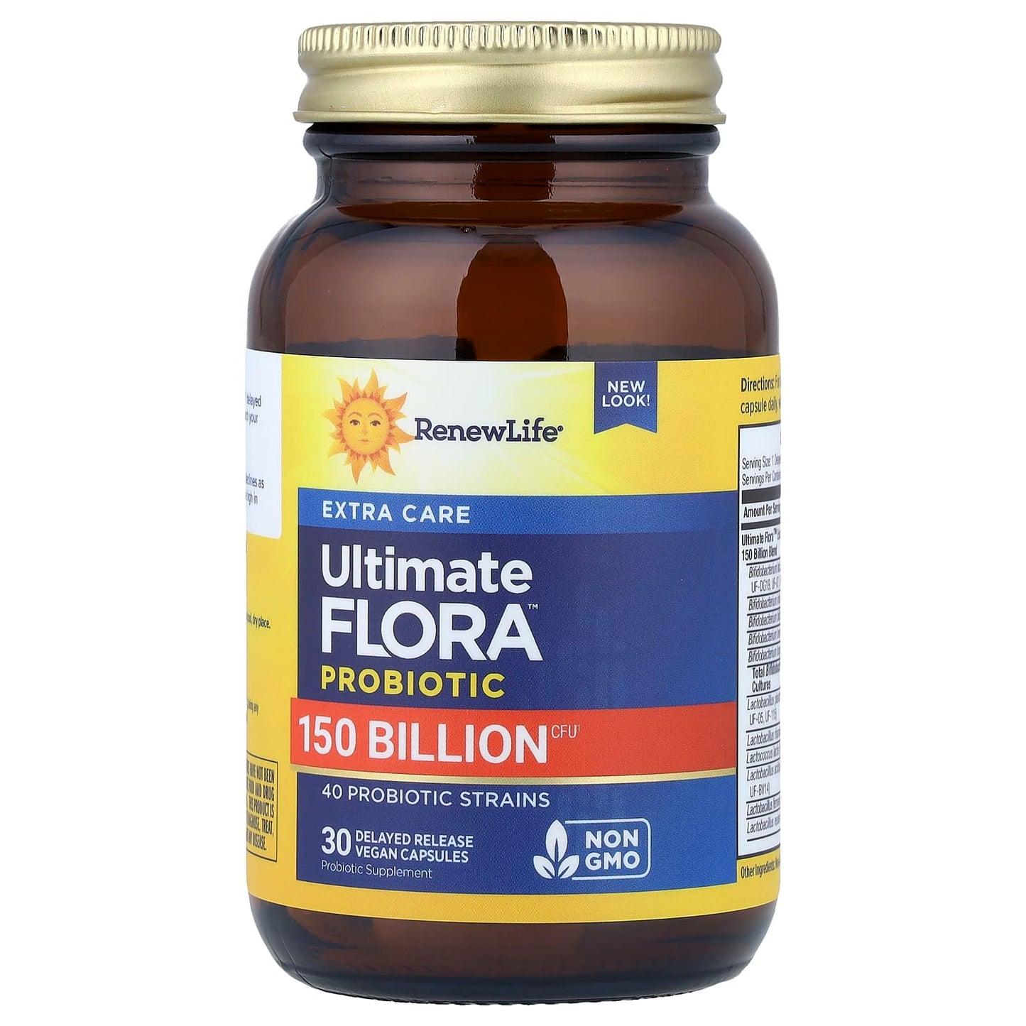 Renew Life, Extra Care, Ultimate Flora™ Probiotic, 150 Billion CFU, 30 Delayed Release Vegan Capsules - 631257121202