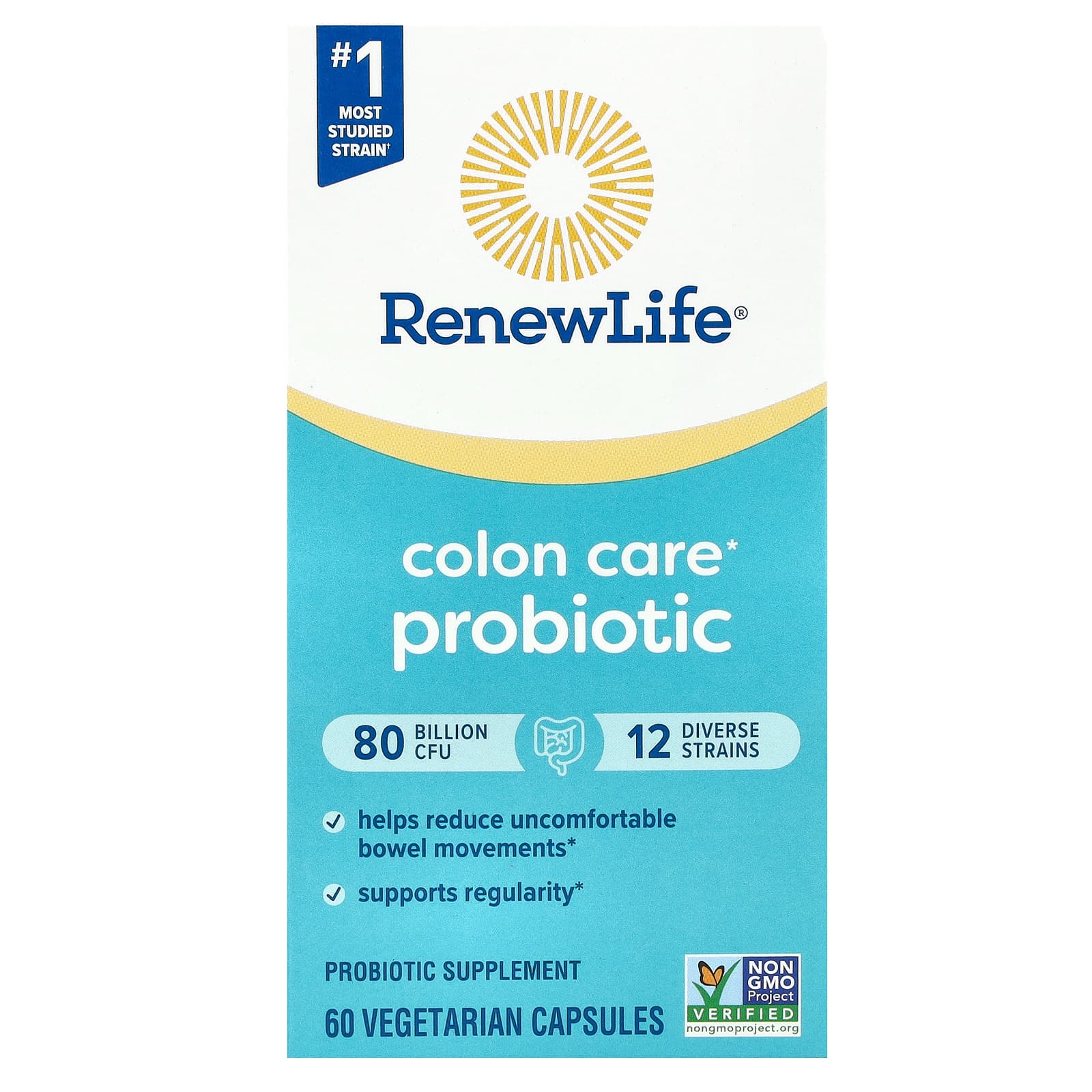 Renew Life, Colon Care Probiotic, 80 Billion CFU, 60 Vegetarian Capsules UPC 631257121240 | HiLife Vitamins