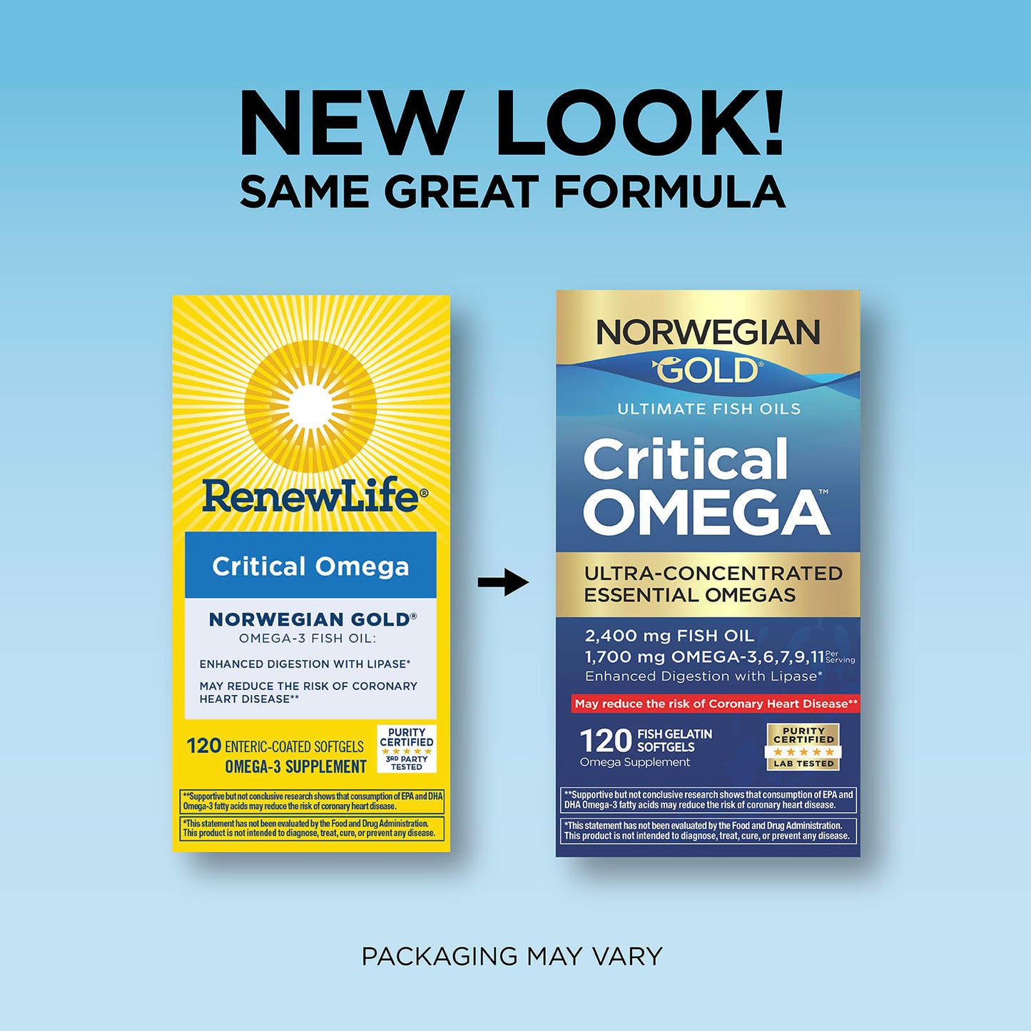 Renew Life, Norwegian Gold®, Critical Omega™ Ultimate Fish Oils, 120 Fish Gelatin Softgels UPC 631257154057 | HiLife Vitamins