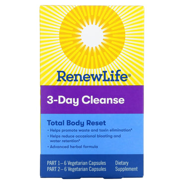 Renew Life, 3-Day Cleanse, 12 Vegetable Capsules UPC 631257154262 | HiLife Vitamins