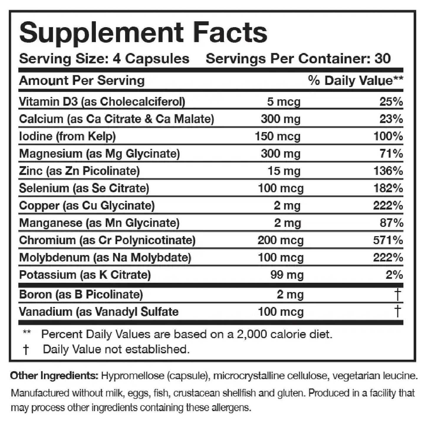 Researched Nutritionals, Core Minerals™, 120 Capsules UPC 893295002428 | HiLife Vitamins