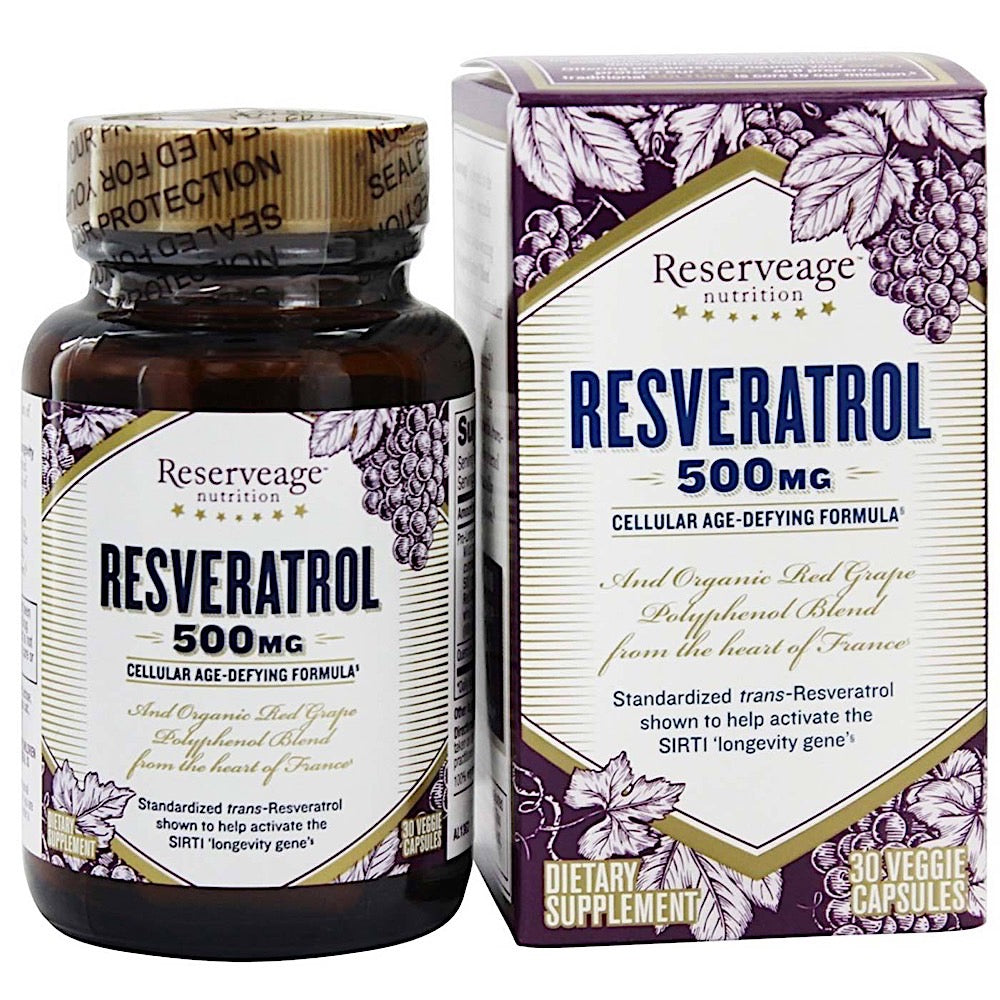 Reserveage, Resveratrol 500 mg Time Release, 30 Veggie Capsules UPC 094922005571 | Hilife Vitamins
