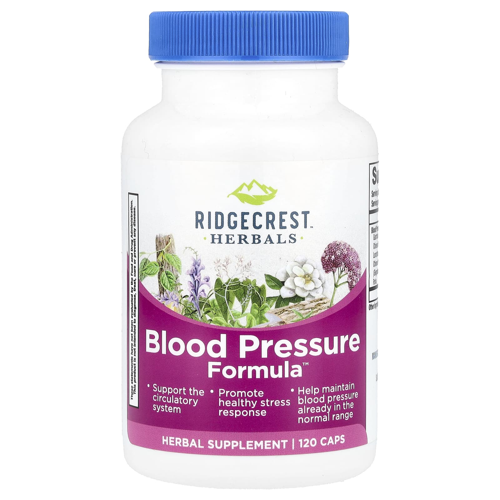 Ridgecrest Herbals, Blood Pressure Formula, 120 Vegan Capsules UPC 355724005498 | HiLife Vitamins