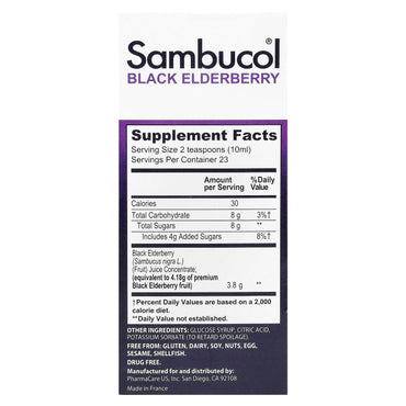 Sambucol, Black Elderberry Immune Syrup, Original Formula, 7.8 fl oz (230 ml) UPC 896116001112 | Hilife Vitamins