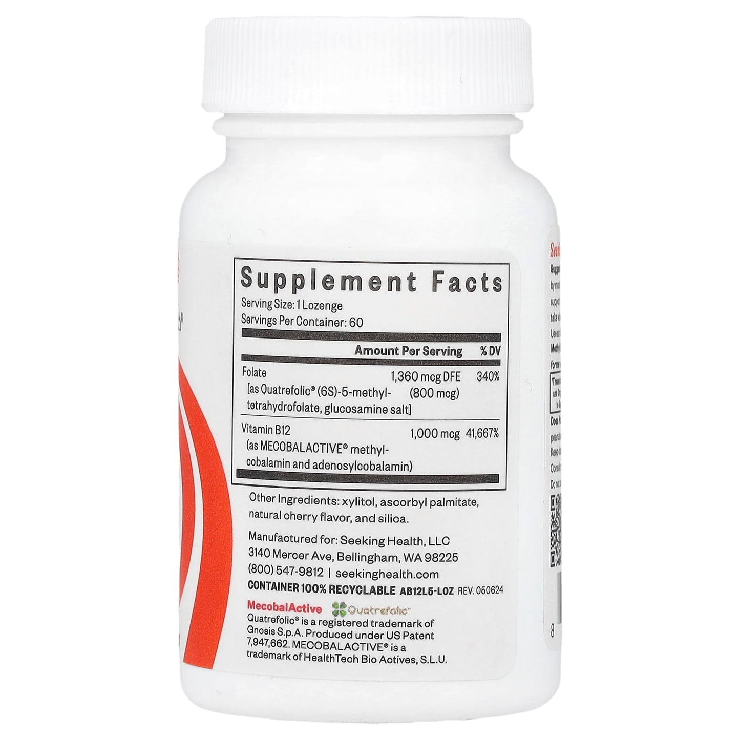 Seeking Health, Methyl B12 with L-Methylfolate, 60 Lozenges UPC 810007520063 | HiLife Vitamins