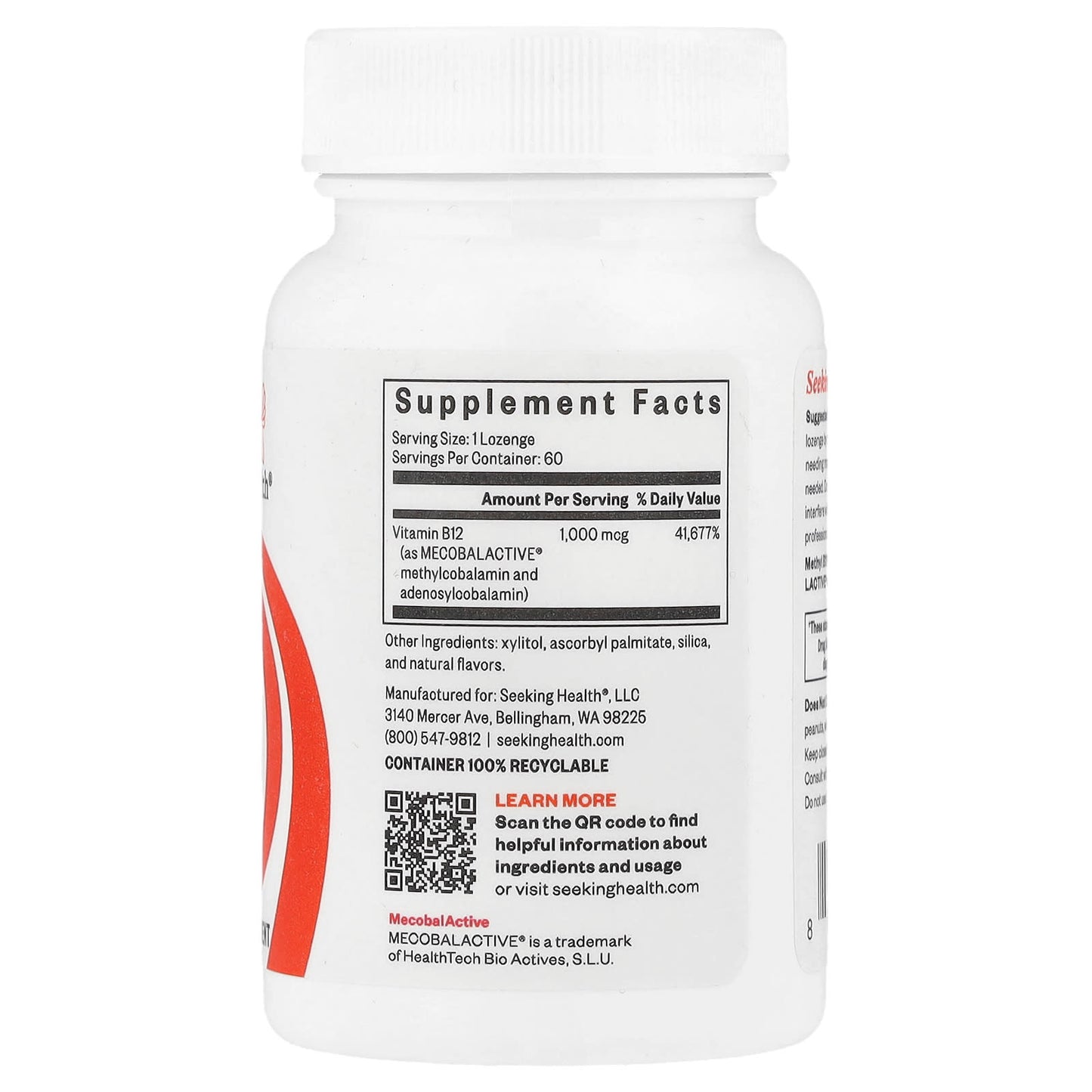 Seeking Health, Methyl B12, 1,000 mcg, 60 Lozenges UPC 810007520070 | HiLife Vitamins