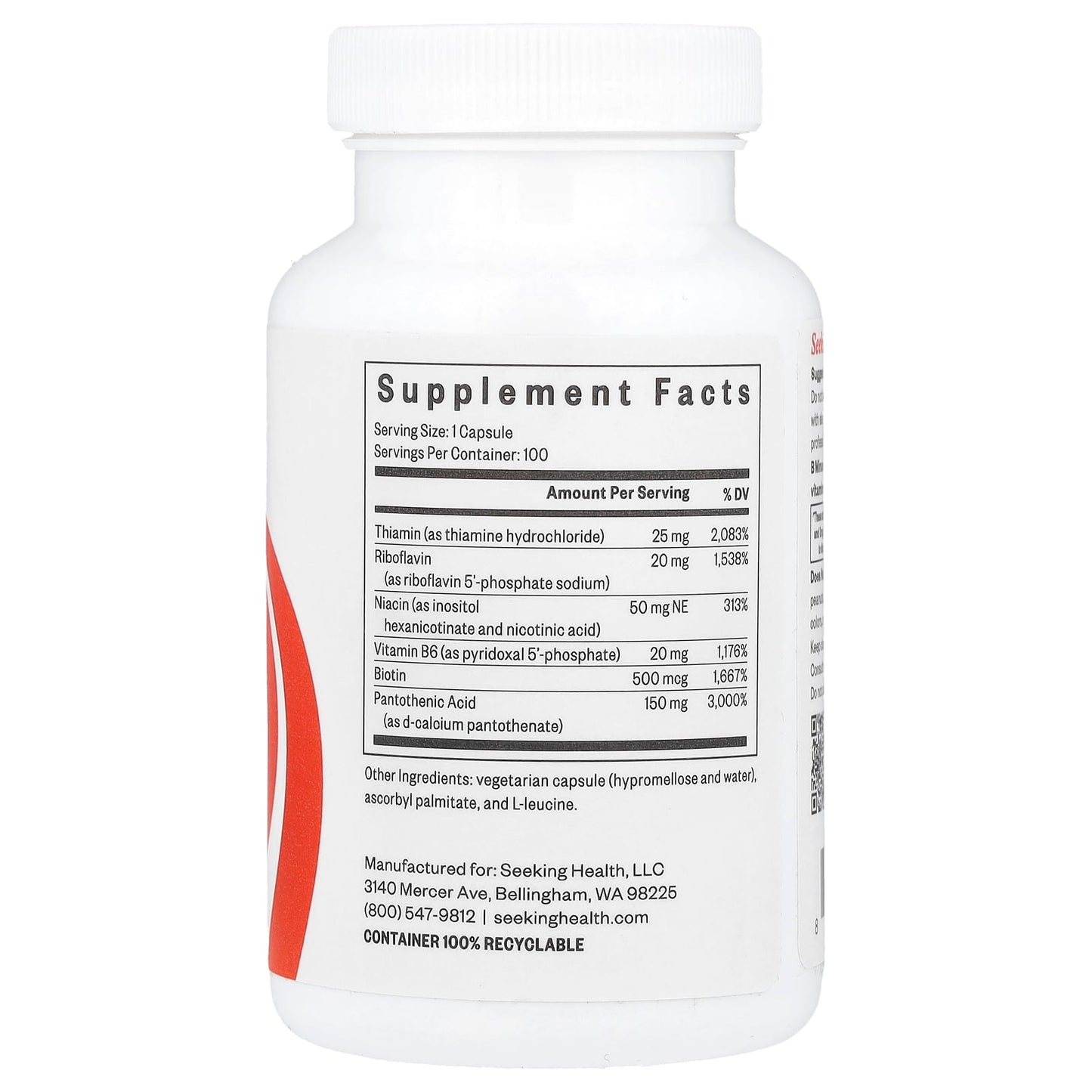 Seeking Health, B Minus, 100 Capsules UPC 810007520193 | HiLife Vitamins