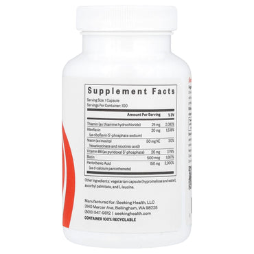 Seeking Health, B Minus, 100 Capsules UPC 810007520193 | HiLife Vitamins