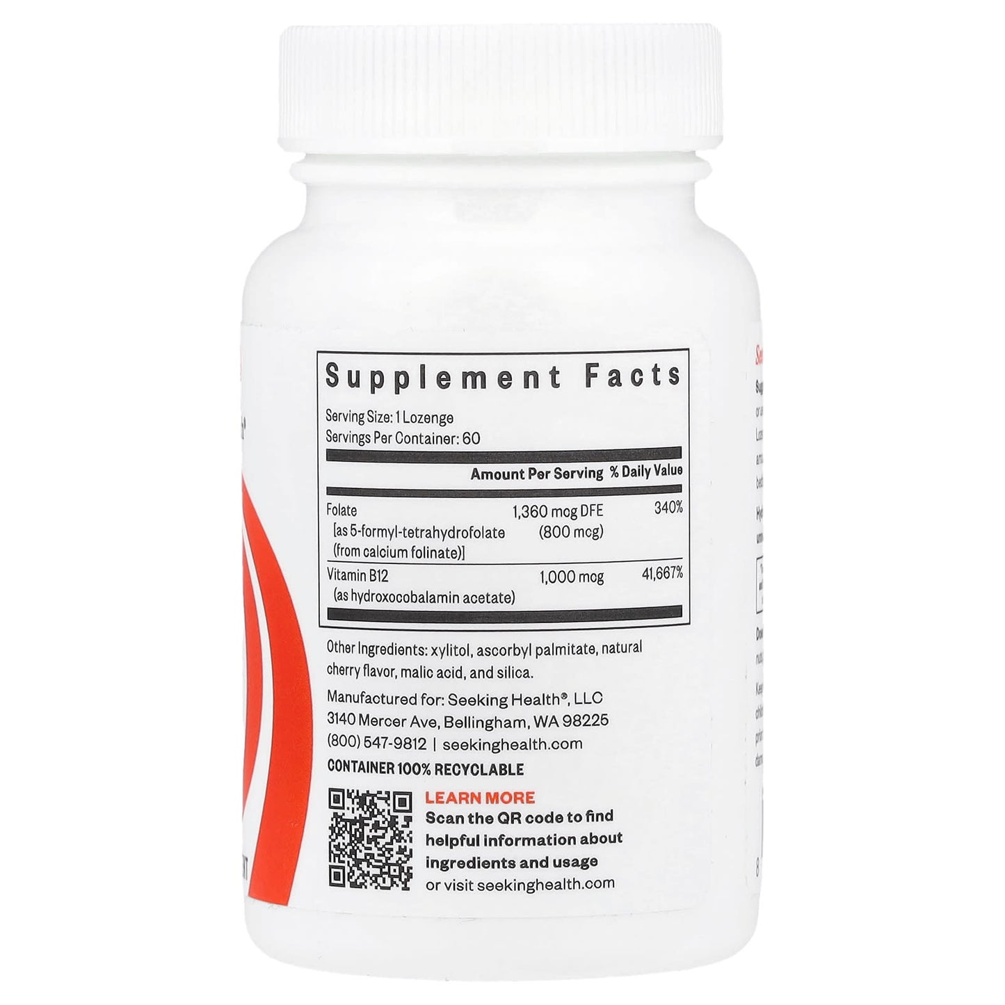 Seeking Health, Hydroxo B12 with Folinic Acid, 60 Lozenges UPC 810007520438 | HiLife Vitamins