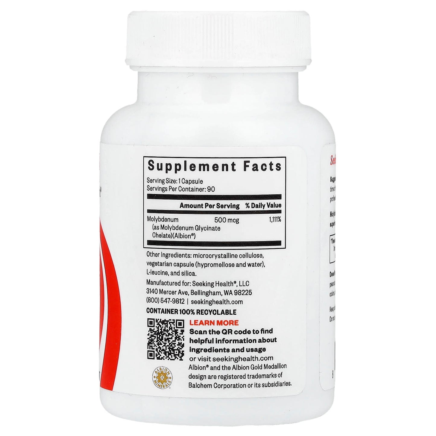 Seeking Health, Molybdenum, 500 mcg, 90 Capsules UPC 810007520711 | HiLife Vitamins
