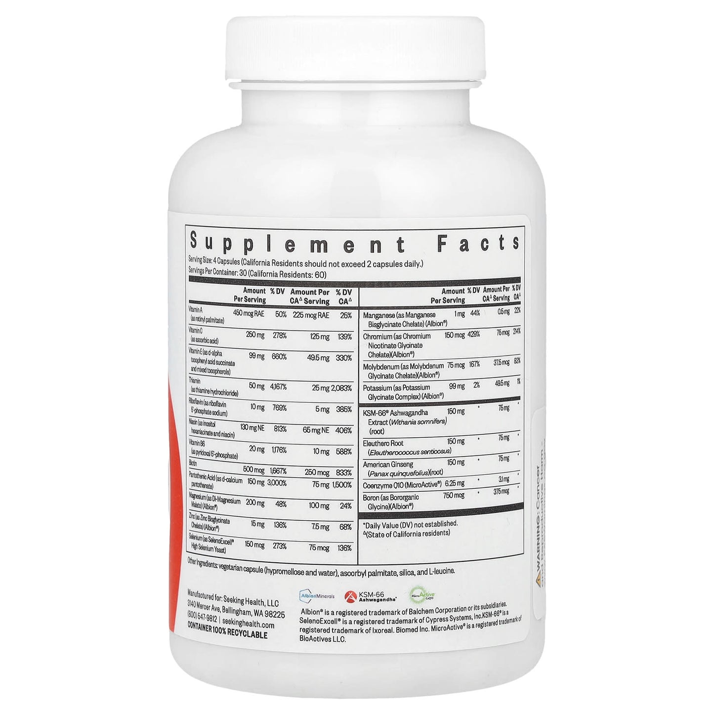 Seeking Health, Multivitamin Sensitive, 120 Capsules UPC 810007520957 | HiLife Vitamins