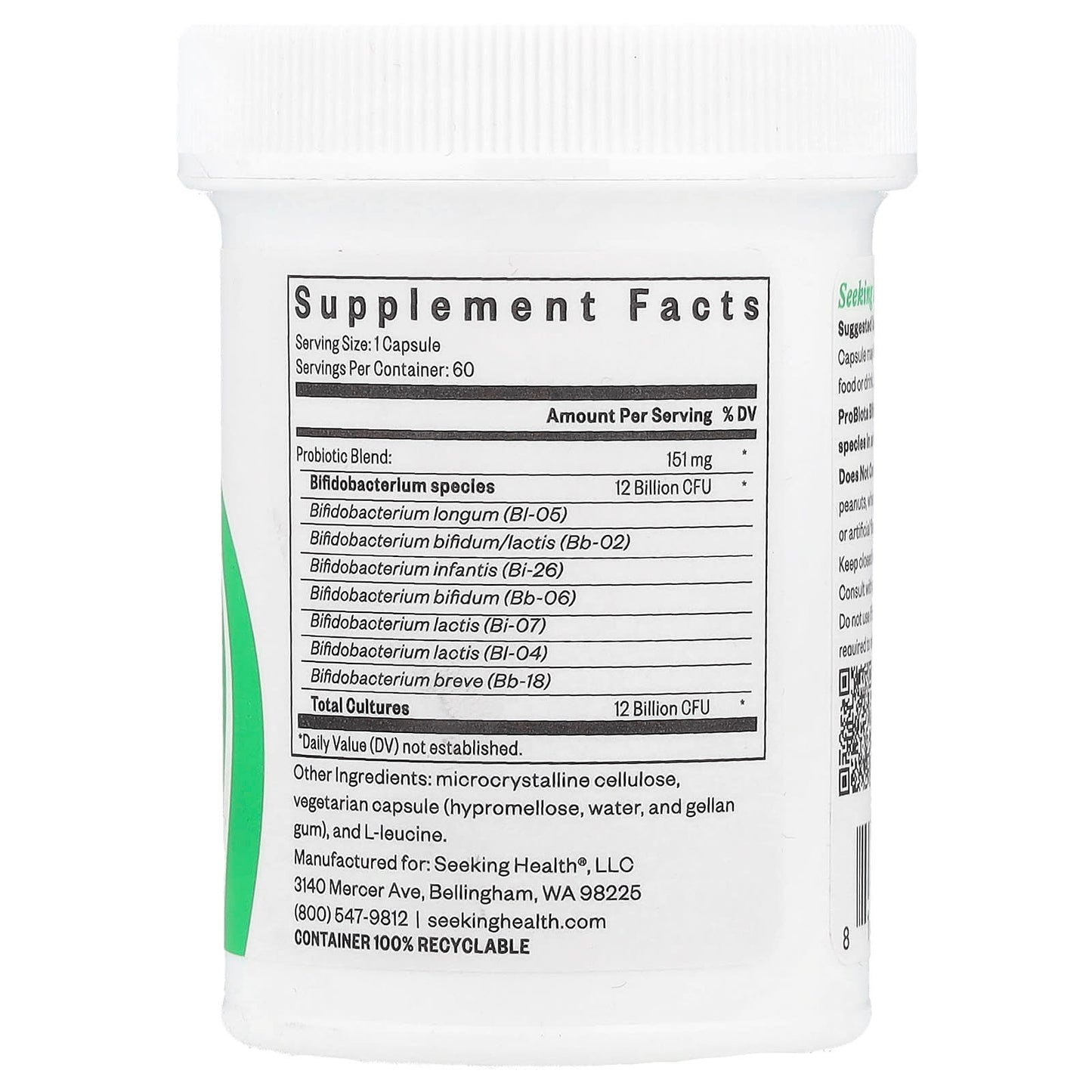 Seeking Health, ProBiota Bifidobacterium, 12 Billion CFU, 60 Capsules - 810007521022 | Hilife Vitamins