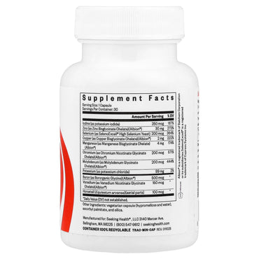 Seeking Health, Trace Minerals Complex, Iron-Free, 30 Capsules UPC 810007521268 | HiLife Vitamins