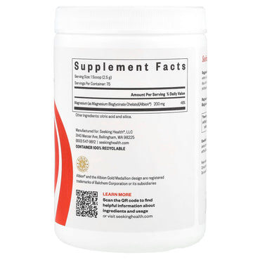 Seeking Health, Magnesium Glycinate Powder, 6.61 oz (187.5 g) UPC 810007529998 | HiLife Vitamins