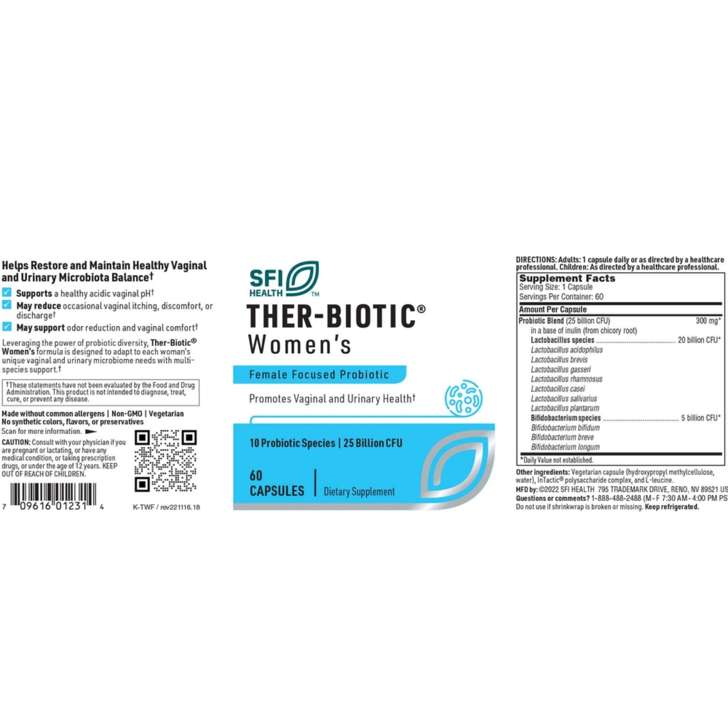 SFI Health, Ther-Biotic® Women's Probiotic, 60 Capsules UPC 709616012314 | HiLife Vitamins