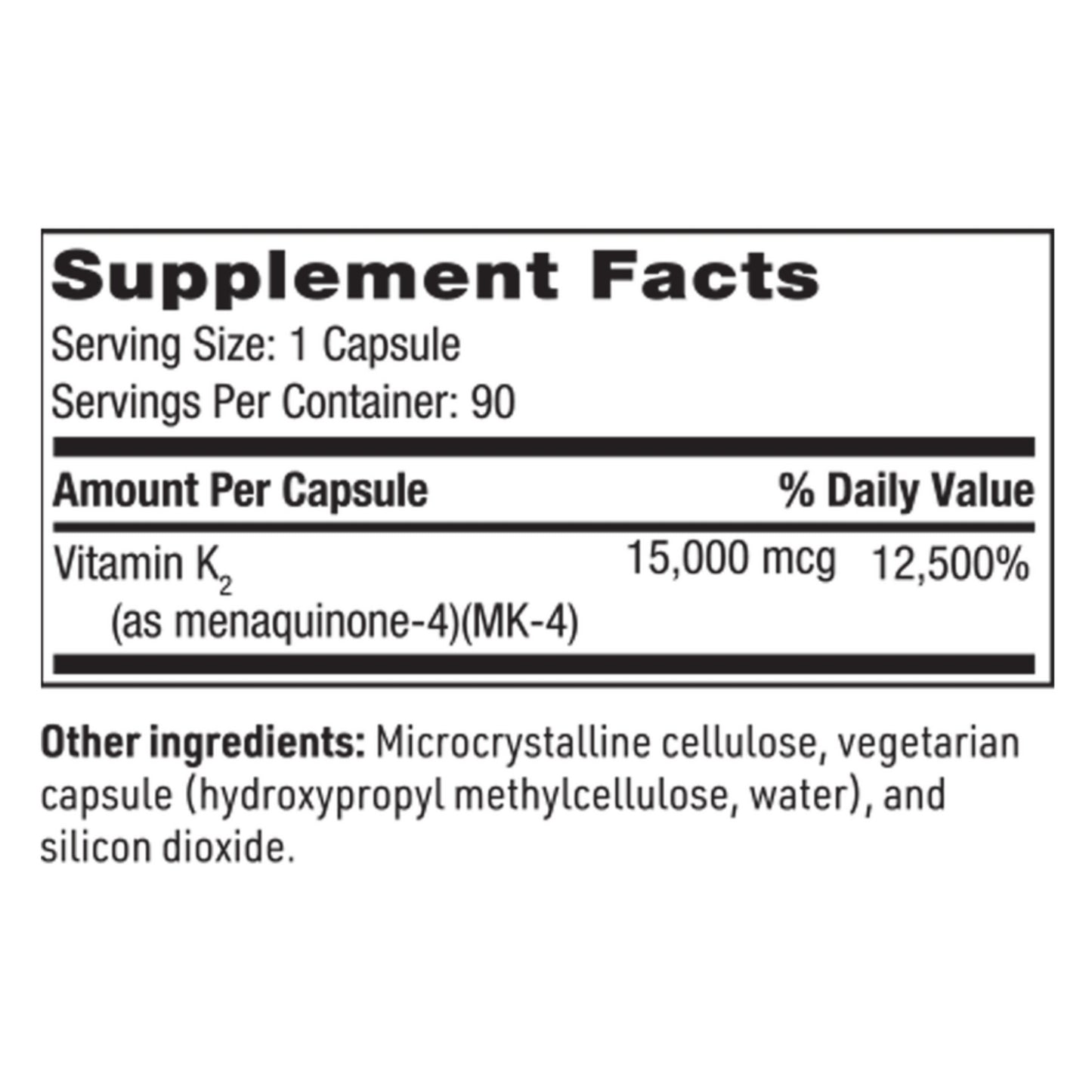 SFI Health, Ultra K2 Menaquinone-4, 90 Vegetarian Capsules UPC 817234010831 | Hilife Vitamins