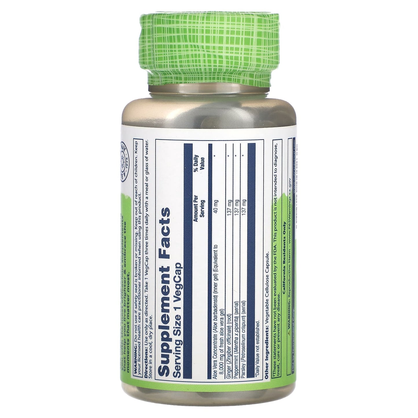 Solaray, True Herbs Super Aloe Vera, 8,000 mg, 100 VegCaps UPC 076280001235 | HiLife Vitamins