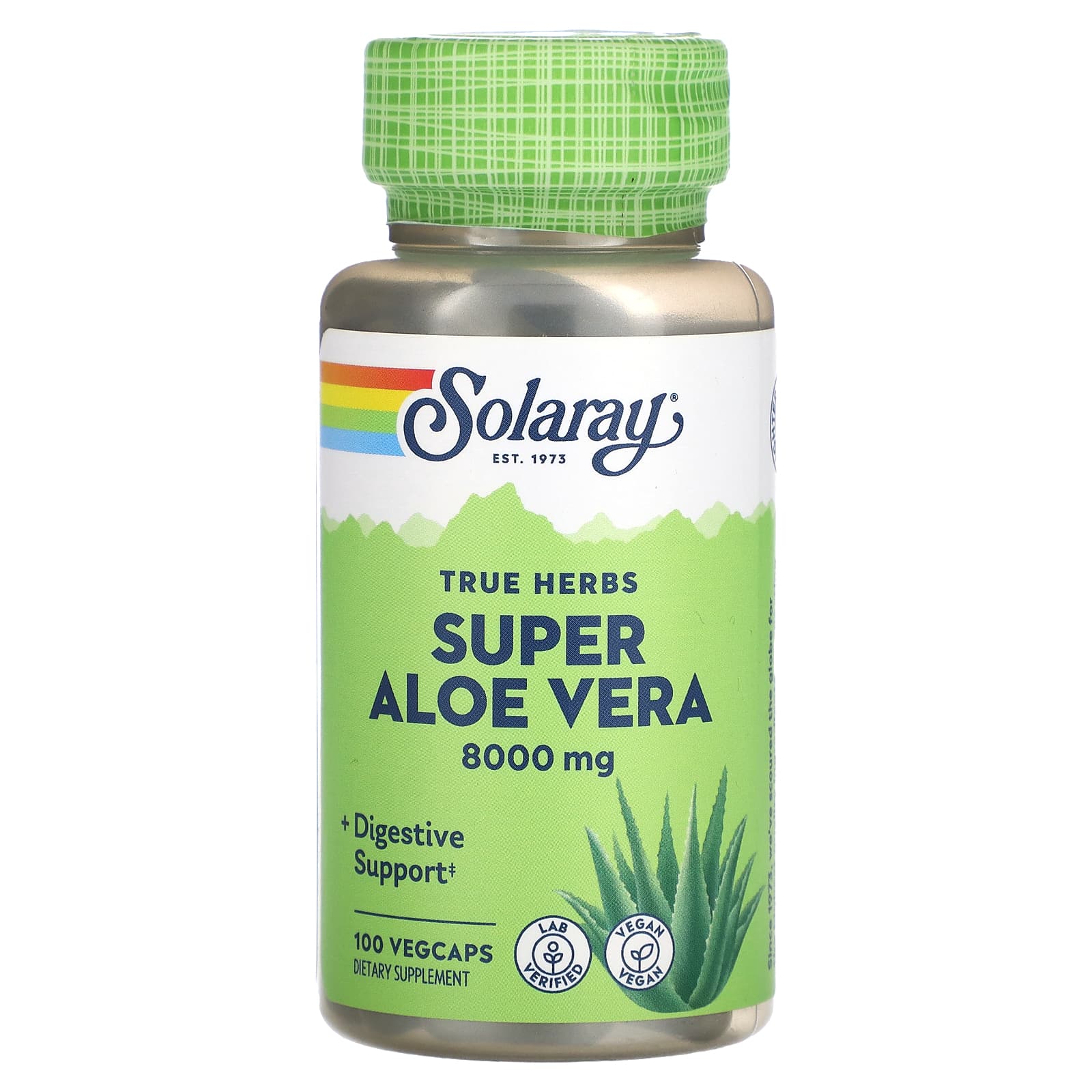 Solaray, True Herbs Super Aloe Vera, 8,000 mg, 100 VegCaps UPC 076280001235 | HiLife Vitamins