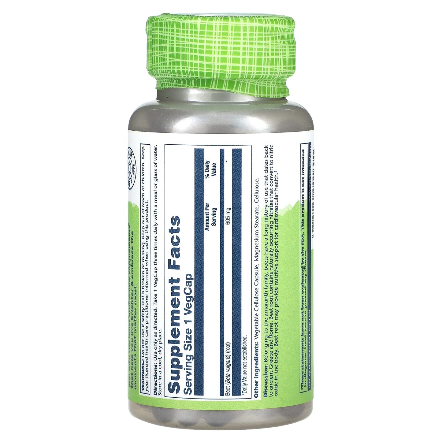 Solaray, Beet Root 605 mg, 100 VegCaps UPC 076280001600 | HiLife Vitamins