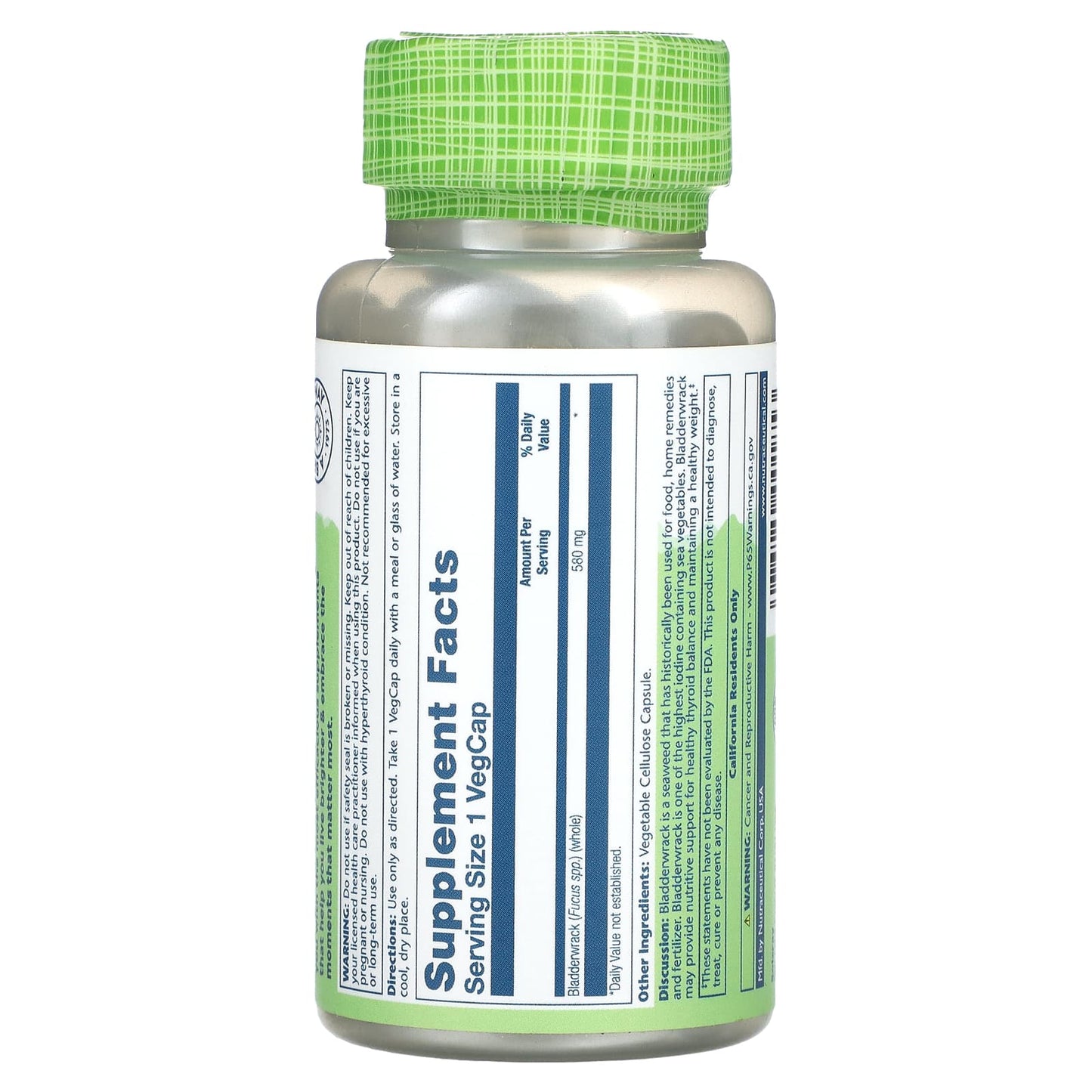 Solaray, True Herbs, Bladderwrack, 580 mg, 100 VegCaps UPC 076280001853 | HiLife Vitamins