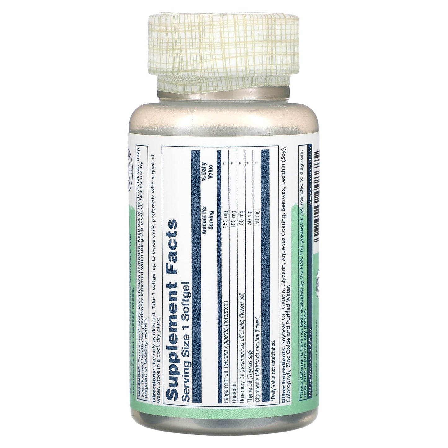 Solaray, Peppermint Oil, 60 Softgels UPC 076280008685 | HiLife Vitamins
