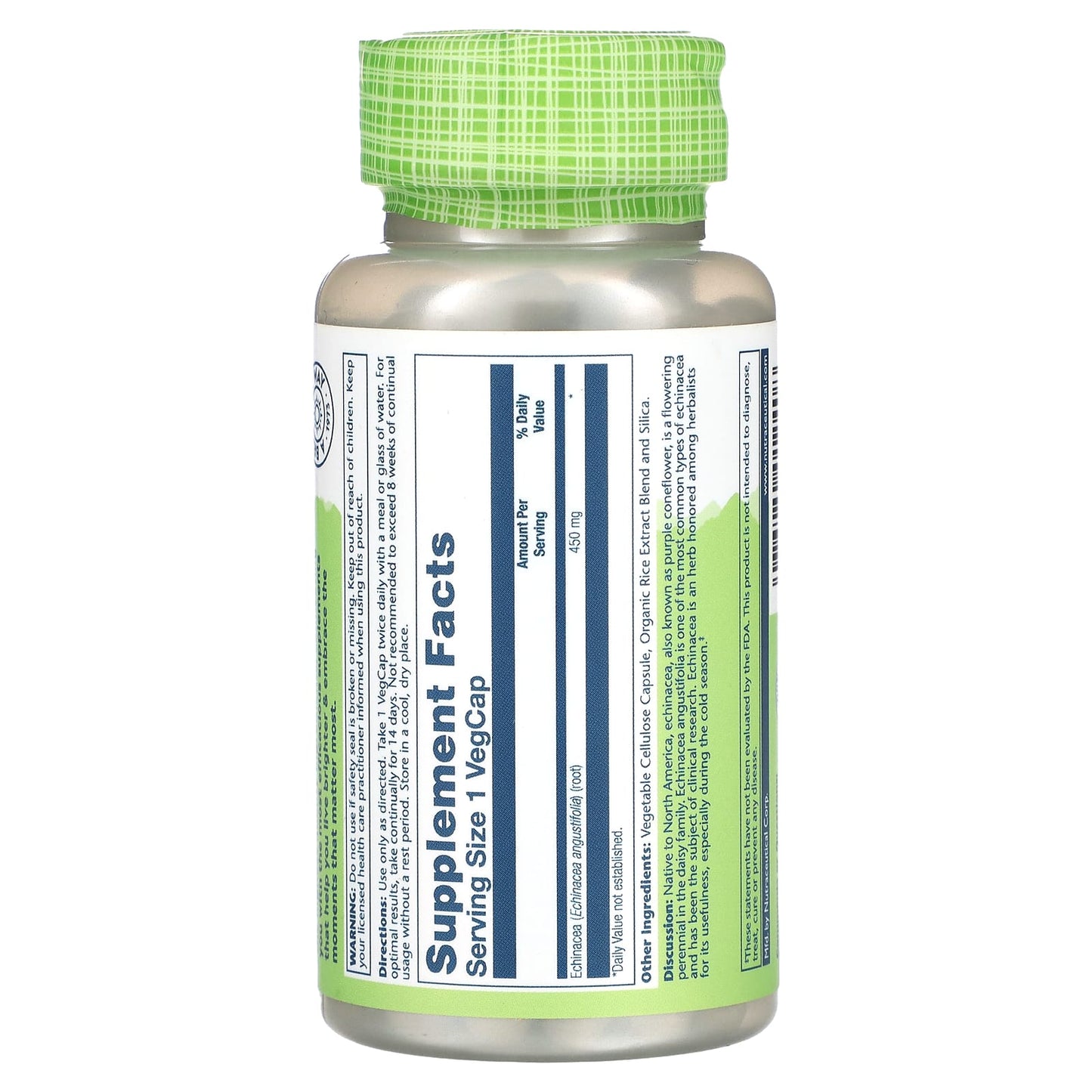 Solaray, True Herbs, Echinacea Angustifolia, 450 mg, 100 VegCaps UPC 076280012408 | HiLife Vitamins