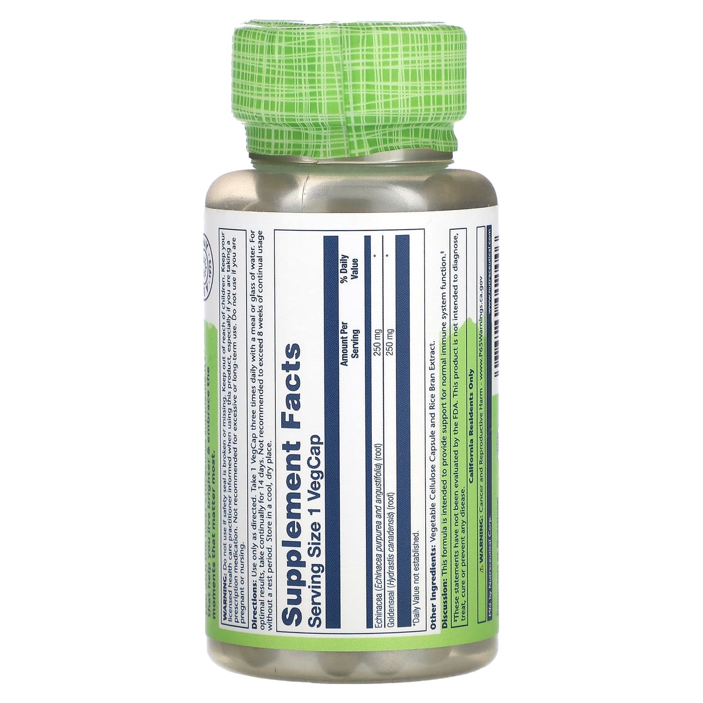 Solaray, True Herbs, Echinacea Goldenseal, 500 mg, 100 VegCaps UPC 076280012446 | HiLife Vitamins