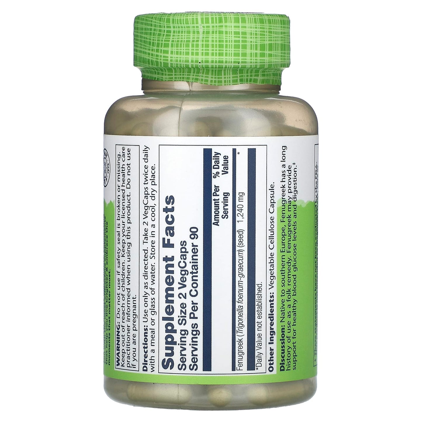 Solaray, True Herbs, Fenugreek, 620 mg, 180 VegCaps UPC 076280012712 | HiLife Vitamins