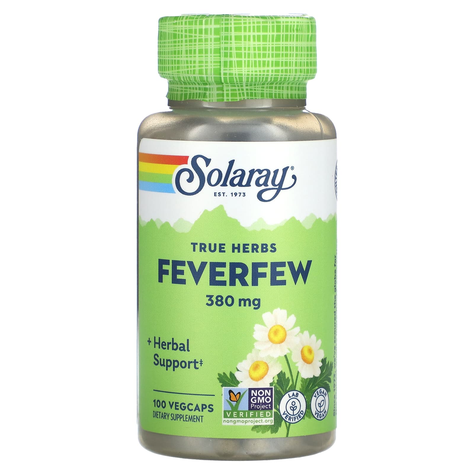 Solaray, True Herbs, Feverfew, 380 mg, 100 VegCaps UPC 076280012750 | HiLife Vitamins