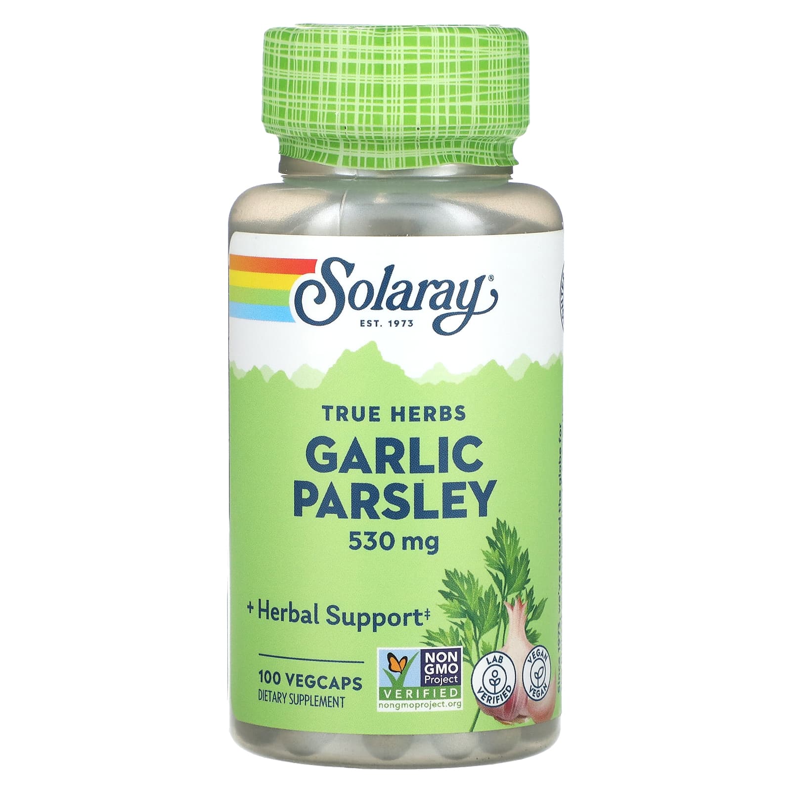 Solaray, True Herbs, Garlic Parsley, 530 mg, 100 VegCaps UPC 076280012903 | HiLife Vitamins