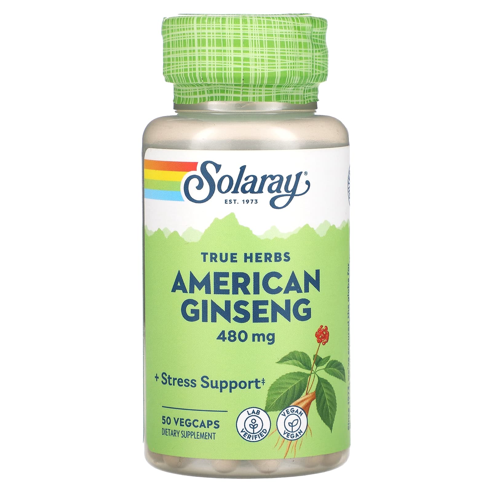 Solaray, True Herbs, American Ginseng, 480 mg, 50 VegCaps UPC 076280013108 | HiLife Vitamins