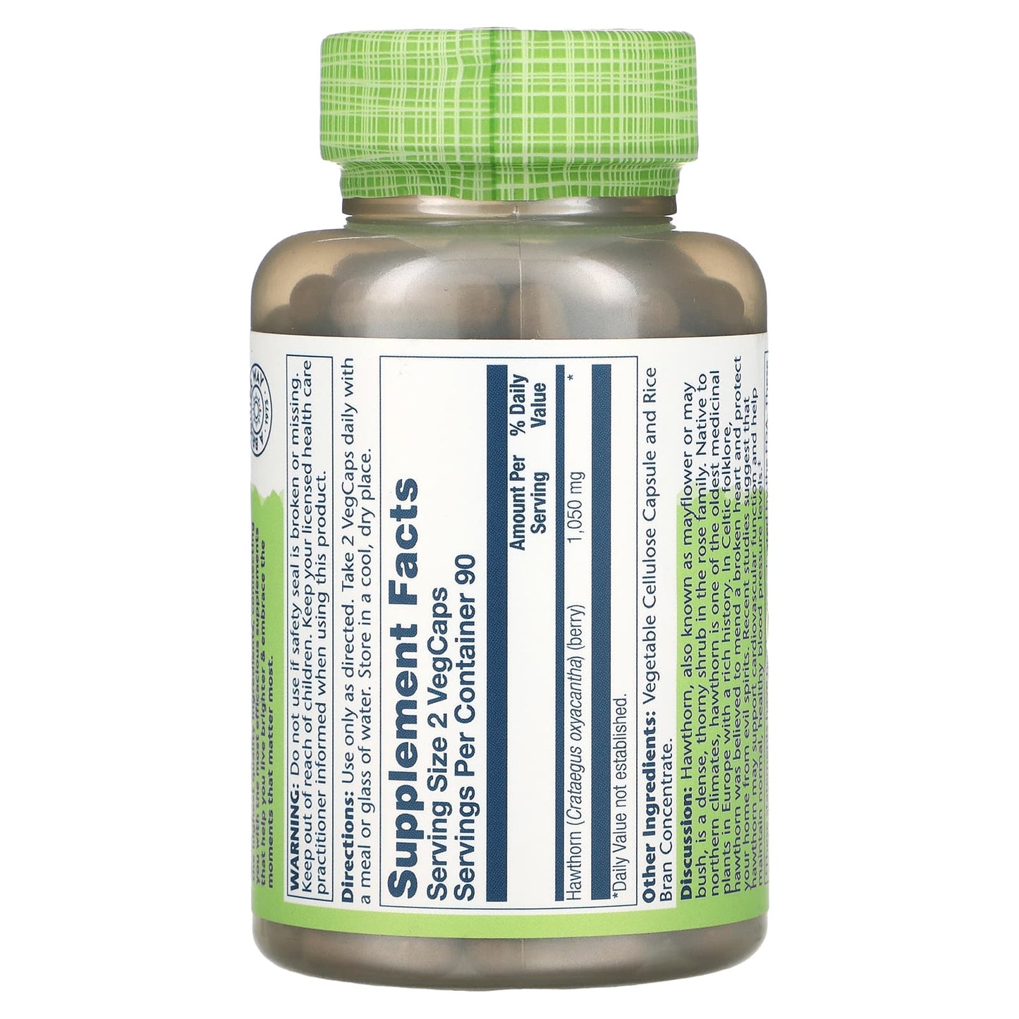 Solaray, Hawthorn Berries 525mg, 180 VegCaps UPC 076280013412 | HiLife Vitamins