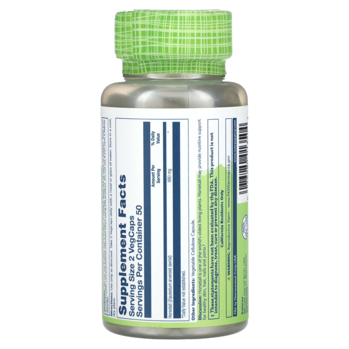 Solaray, True Herbs, Horsetail, 440 mg, 100 VegCaps UPC 076280013504 | HiLife Vitamins