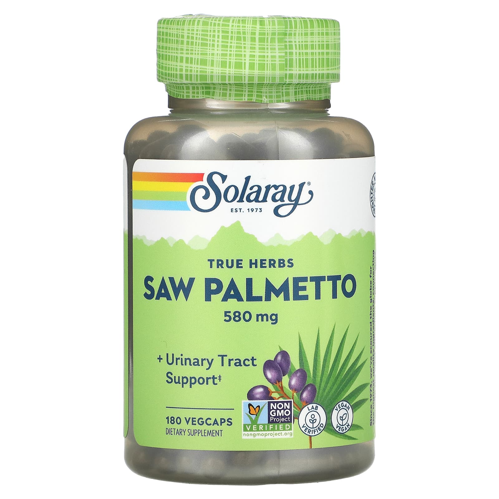 Solaray, Saw Palmetto Berries 580mg, 180 VegCaps UPC 076280015515 | HiLife Vitamins