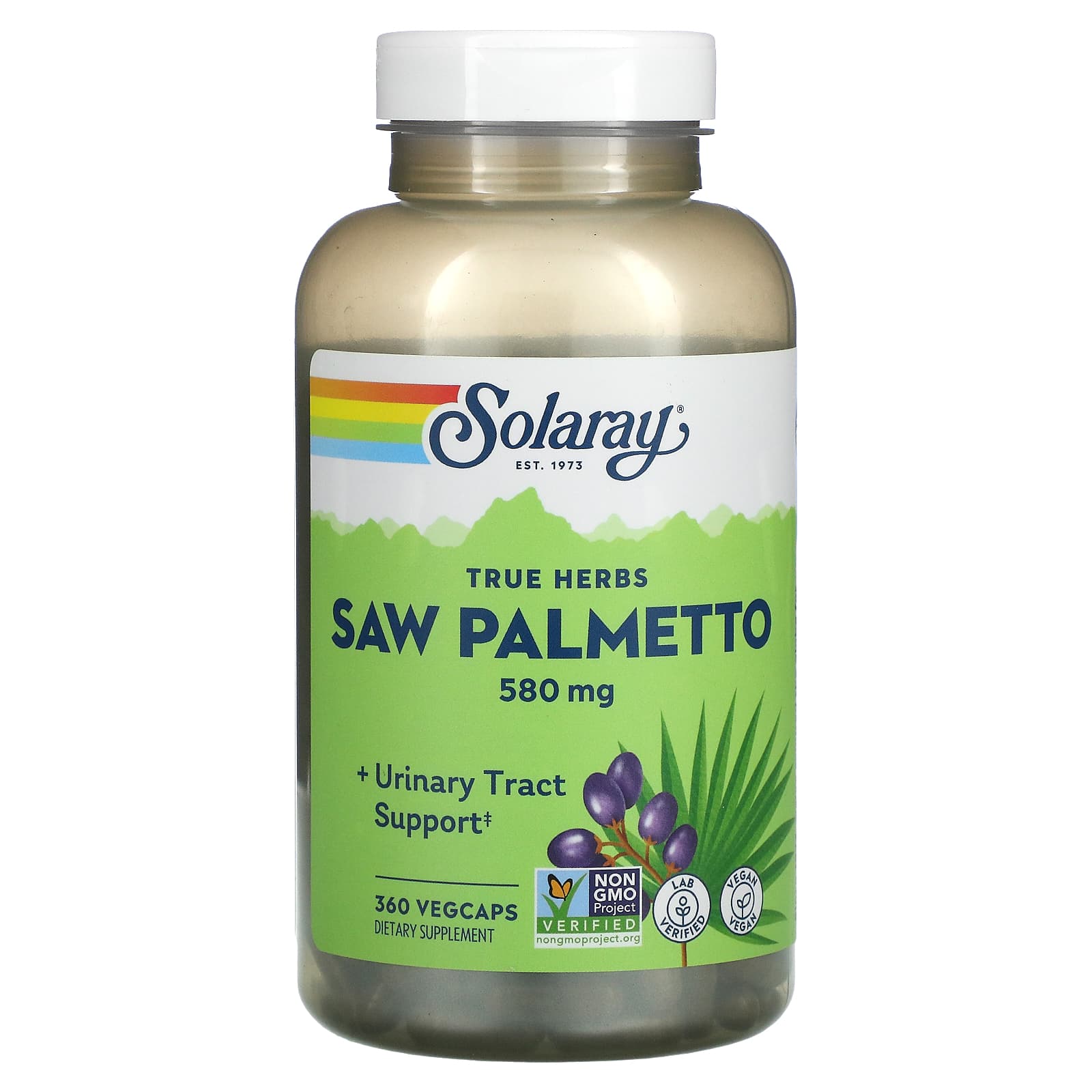 Solaray, True Herbs, Saw Palmetto, 580 mg, 360 VegCaps UPC 076280015522 | HiLife Vitamins