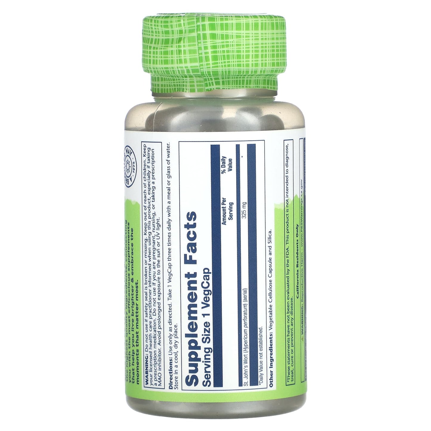 Solaray, True Herbs St. John’s Wort, 325 mg, 100 VegCaps UPC 076280015539 | HiLife Vitamins