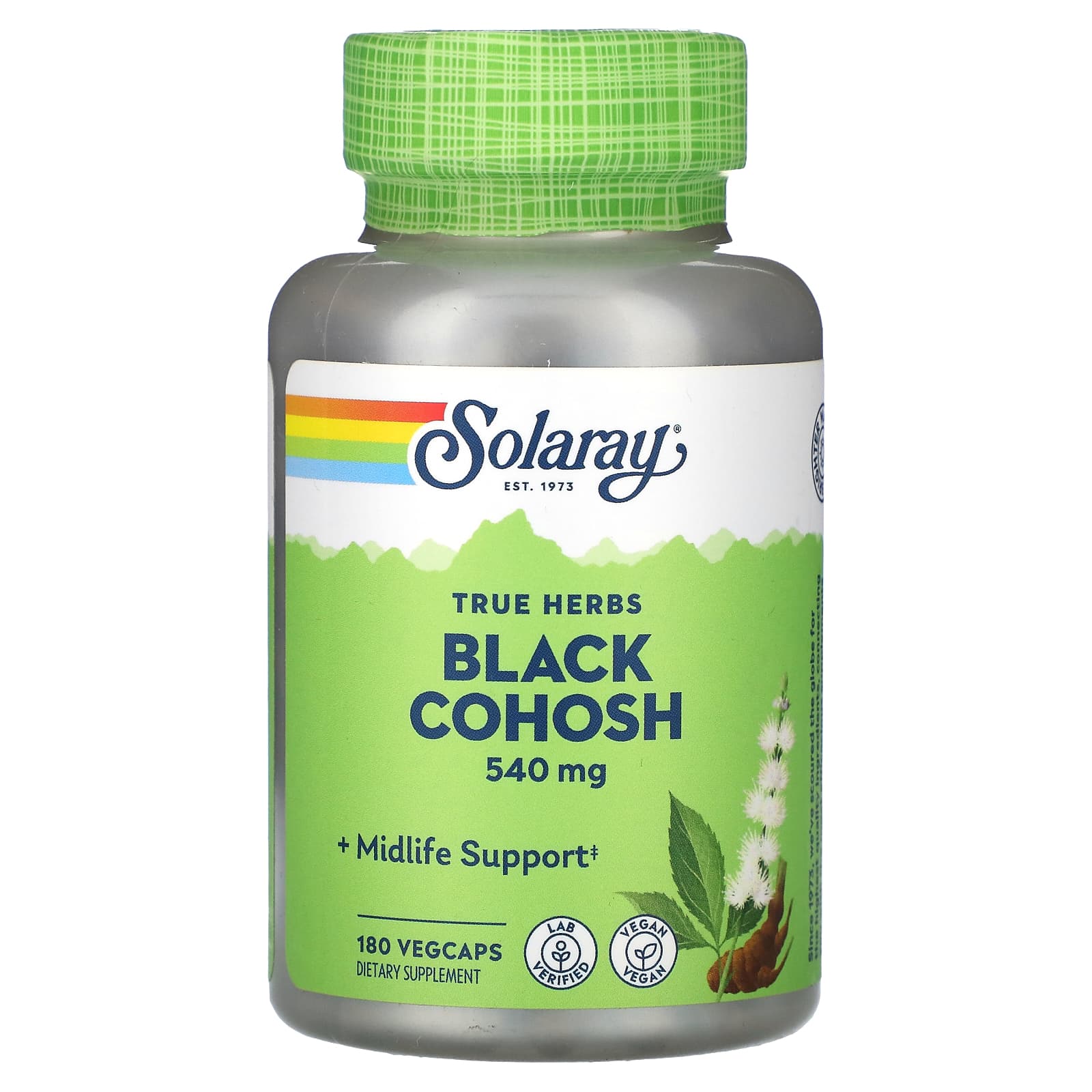 Solaray, True Herbs, Black Cohosh , 540 mg, 180 VegCaps UPC 076280017038 | HiLife Vitamins