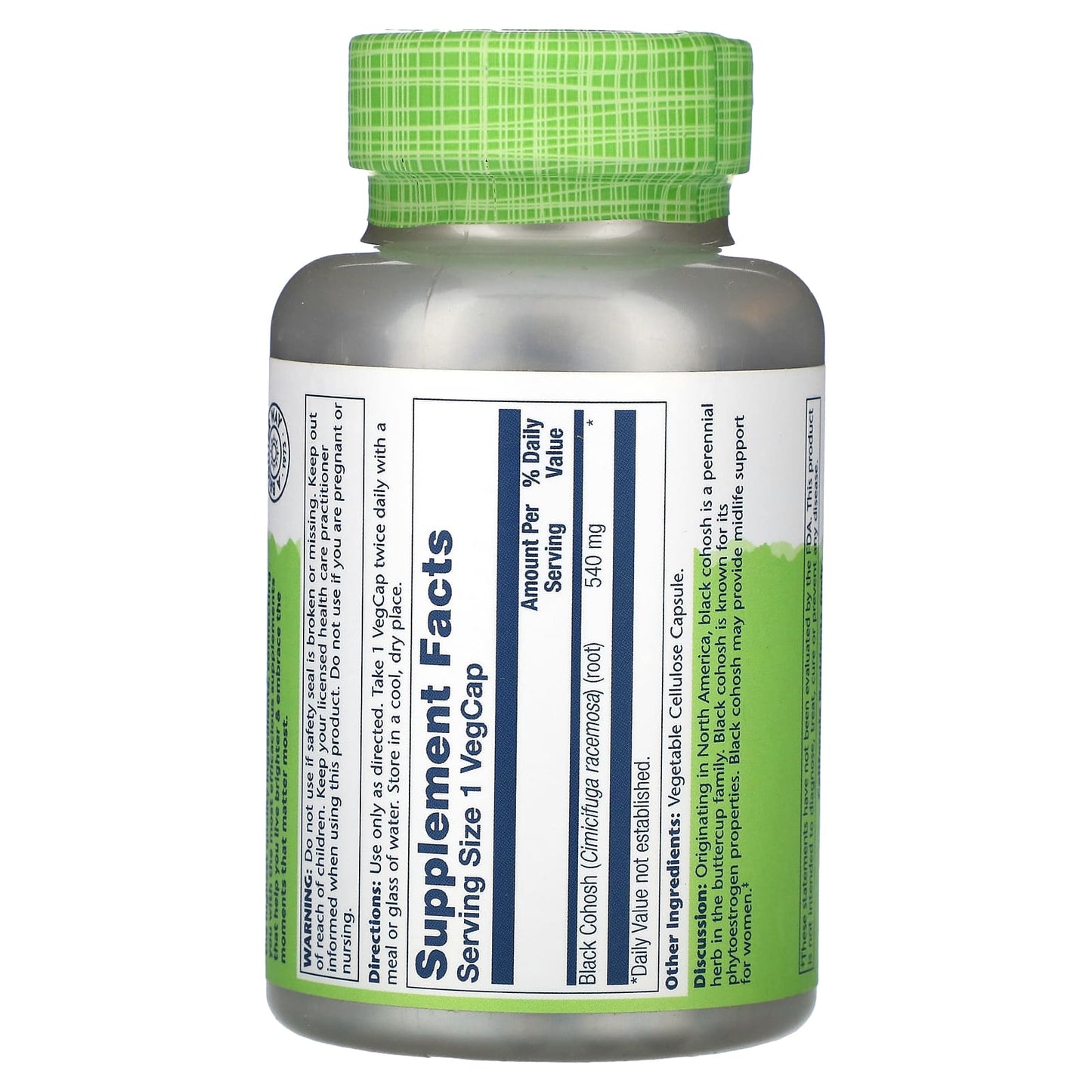 Solaray, True Herbs, Black Cohosh , 540 mg, 180 VegCaps UPC 076280017038 | HiLife Vitamins