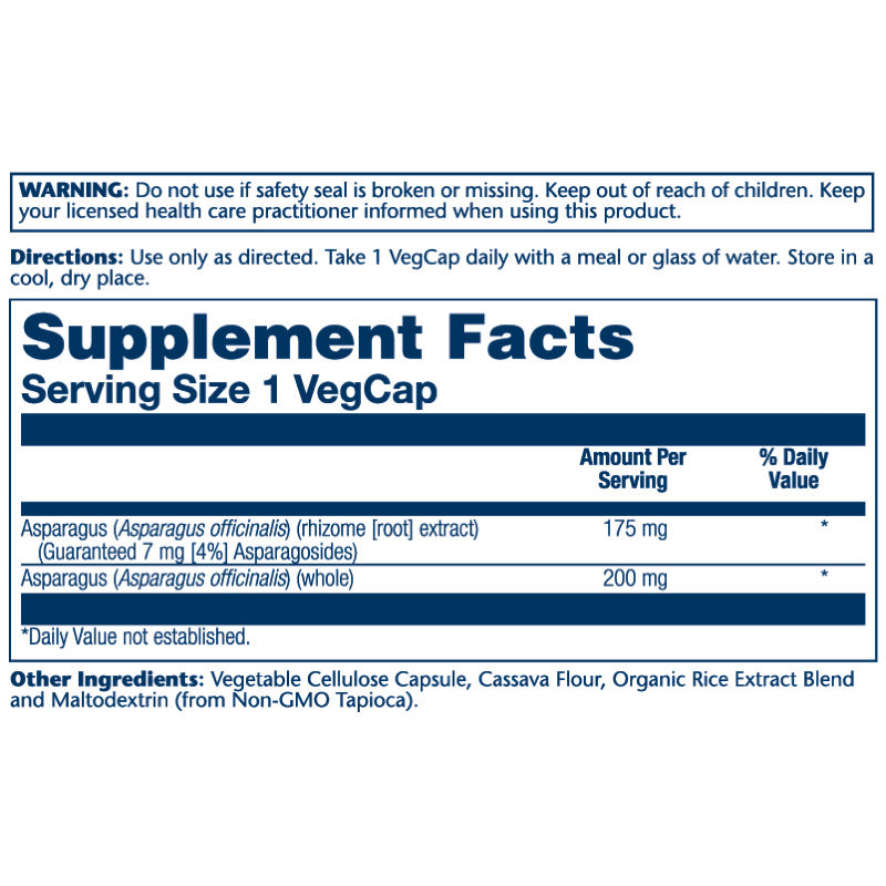 Solaray, Asparagus Extract 175mg, 60 VegCaps UPC 076280030693 | HiLife Vitamins