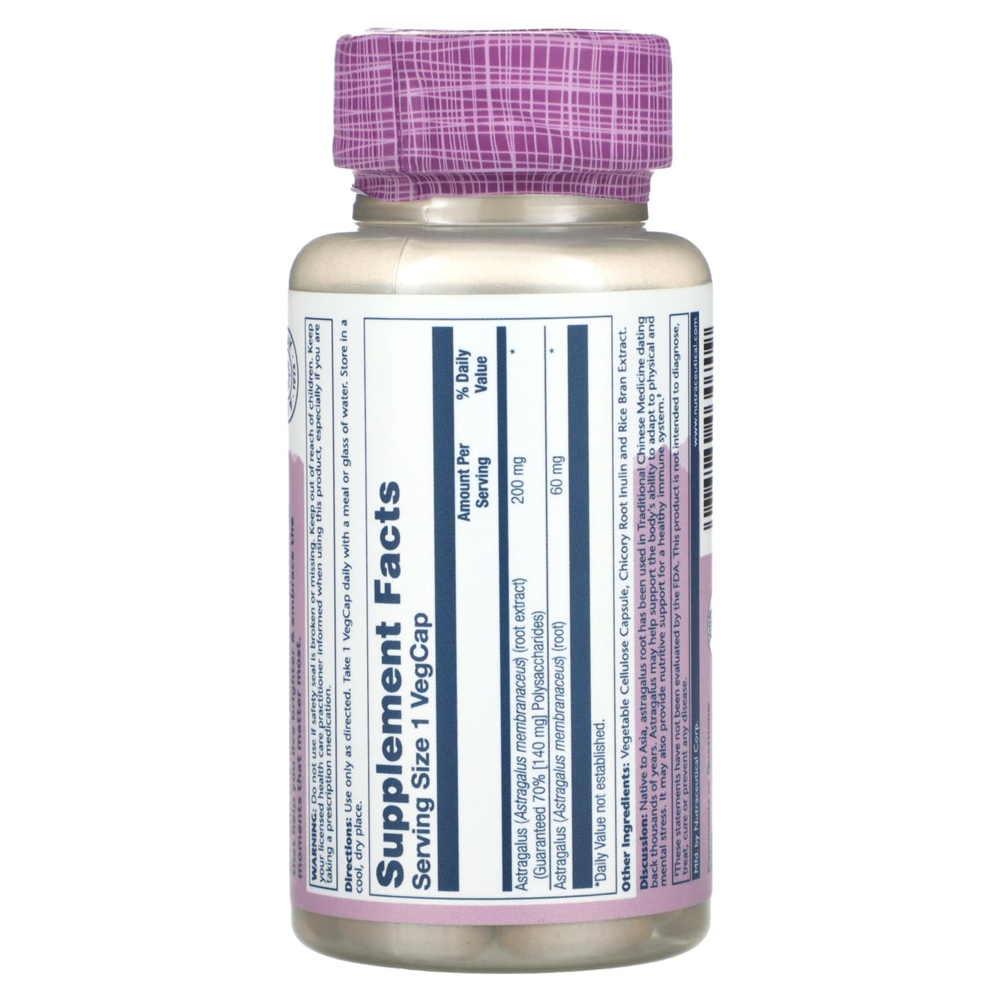 Solaray, Vital Extracts, Astragalus, 200 mg, 30 VegCaps UPC 076280030709 | HiLife Vitamins