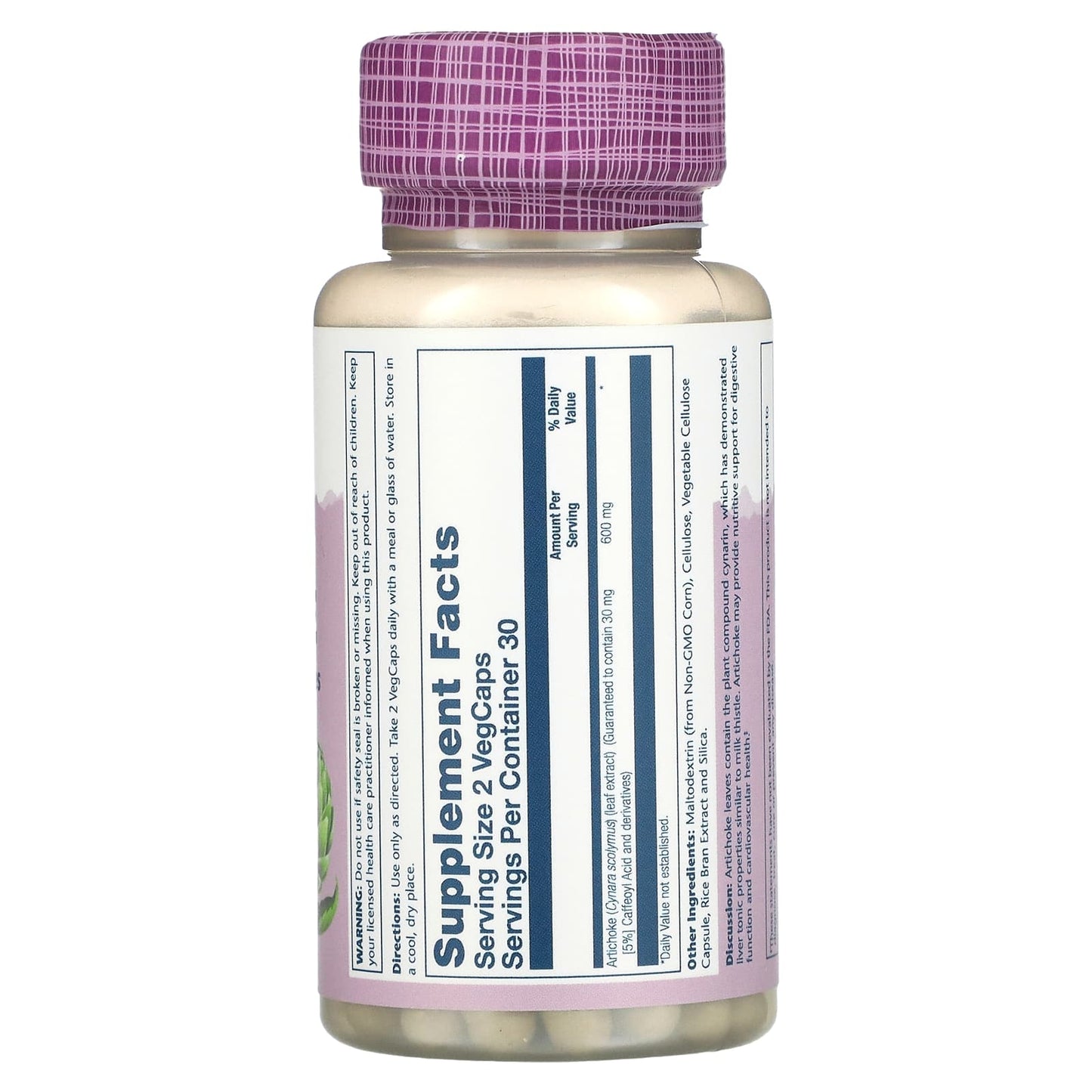 Solaray, Artichoke Extract 600 mg, 60 VegCaps UPC 076280030808 | HiLife Vitamins