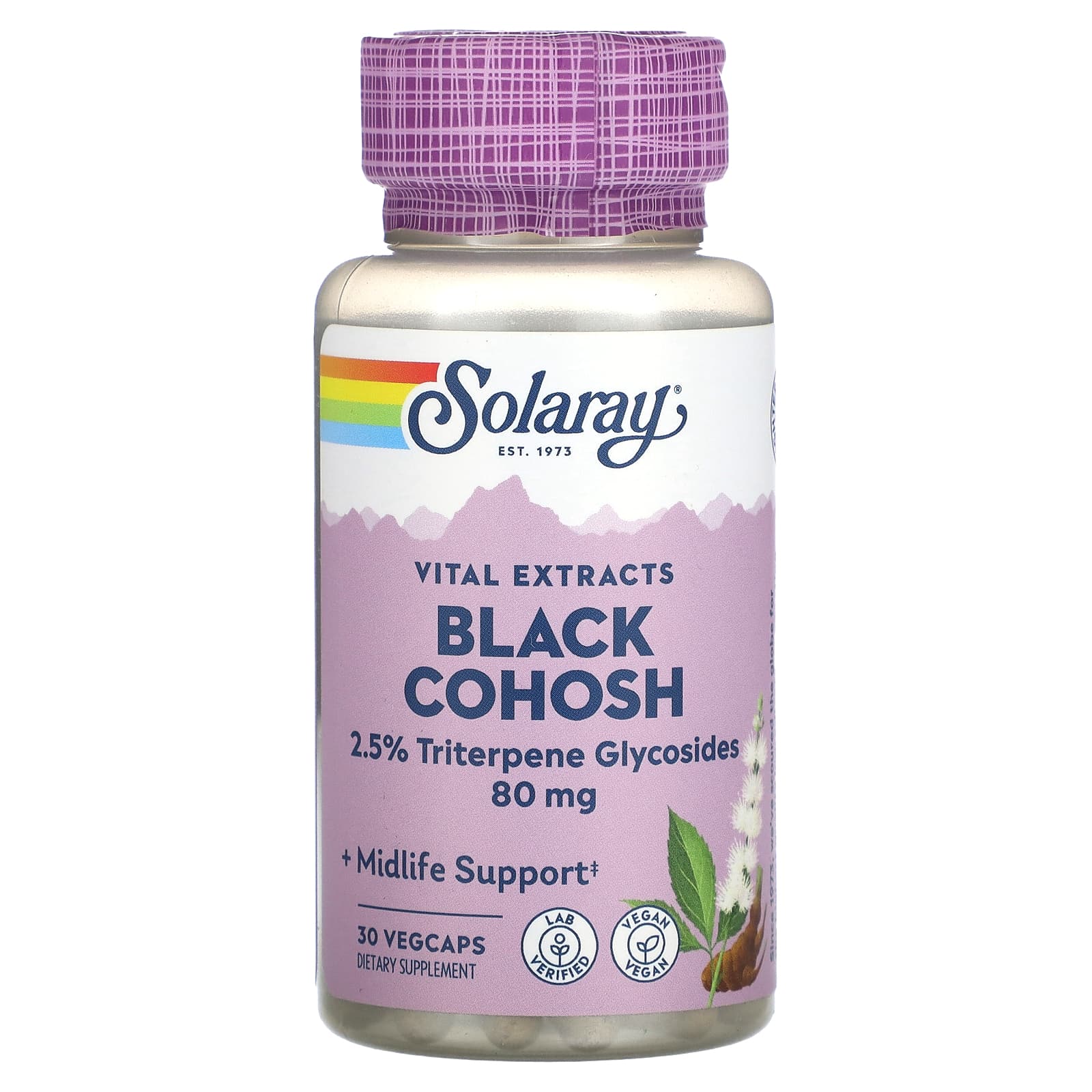 Solaray, Vital Extracts, Black Cohosh, 80 mg, 30 VegCaps UPC 076280031737 | HiLife Vitamins