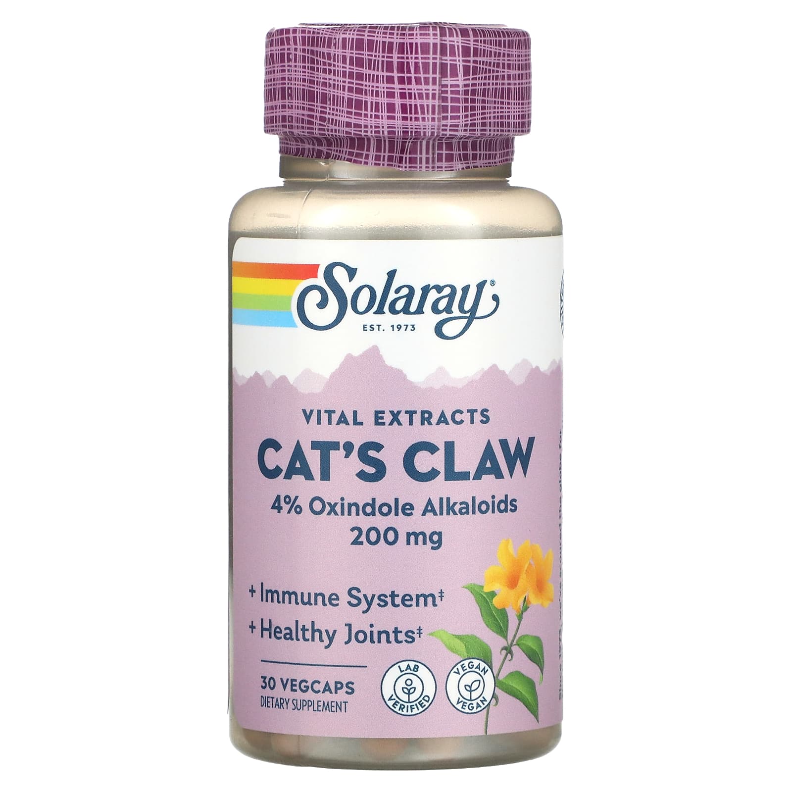 Solaray, Cat's Claw Extract 200mg, 30 VegCaps UPC 076280032055 | HiLife Vitamins
