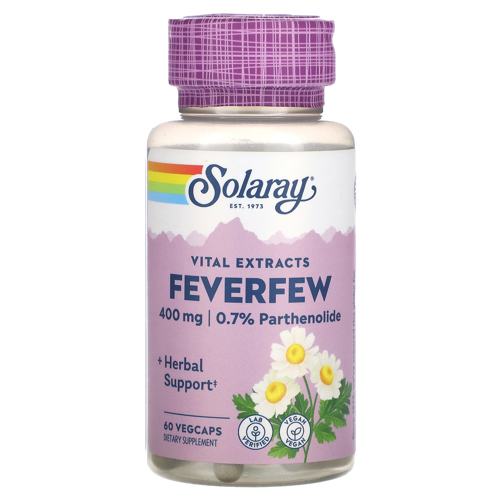 Solaray, Vital Extracts, Feverfew, 400 mg, 60 VegCaps UPC 076280034202 | HiLife Vitamins